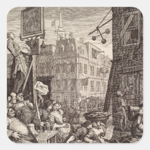 Bryggaregatan av William Hogarth Fyrkantigt Klistermärke