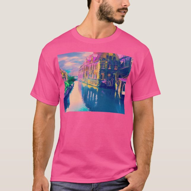Brygge 2 Vattenfärg T Shirt (Framsida)
