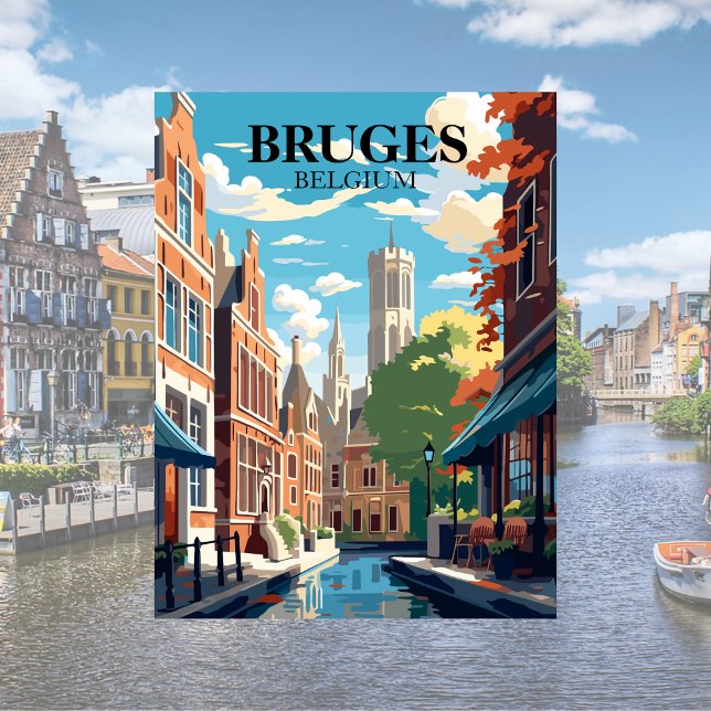 Brygge Belgien Reseskiss Vykort (Bruges Belgium Travel Postcard)