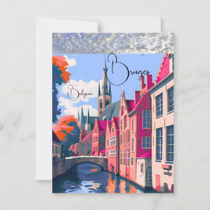 Brygge Belgien Travel Print Wall Wall Wall Art Br Vykort