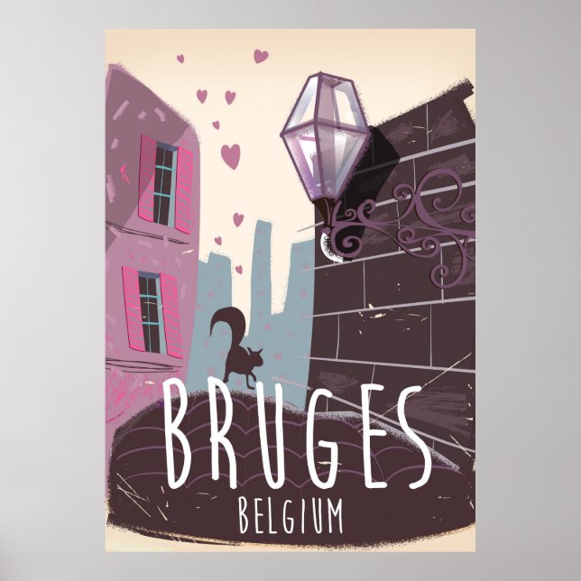 Brygge, Belgiens reseaffisch för tecknad Poster (Framsidan)