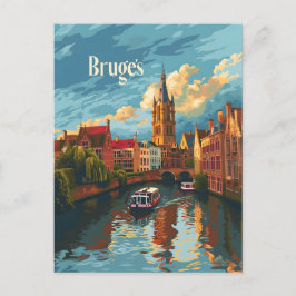 Brygge Belgium vintage art Vykort