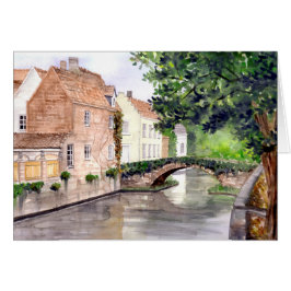 Brygge Watercolor Painting by Farida Greenfield Hälsningskort