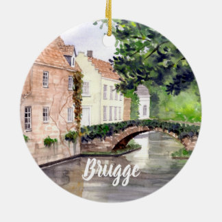 Brygge Watercolor Painting by Farida Greenfield Julgransprydnad Keramik