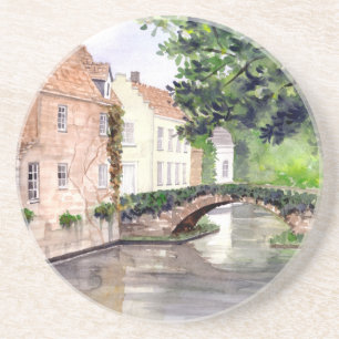 Brygge Watercolor Painting by Farida Greenfield Underlägg Sandsten