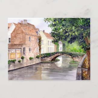Brygge Watercolor Painting by Farida Greenfield Vykort