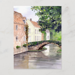 Brygge Watercolor Painting by Farida Greenfield Vykort