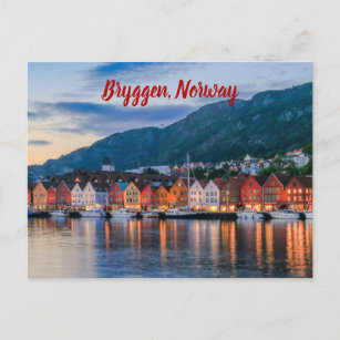 Bryggen Bergen-Norge stiliserad Vykort