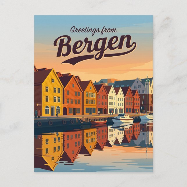 Bryggen Hanseatiska kajen Norge Vykort (Framsida)