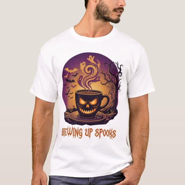 Brygger upp spöken Halloween-kopp Ghost Smoke T Shirt (Framsida)