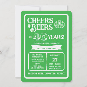 Bryggeri Pub Födelsedags Cheers och Öl i 40 År Inbjudningar