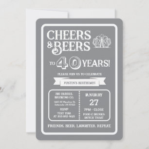 Bryggeri Pub Födelsedags Cheers och Öl i 40 År Inbjudningar
