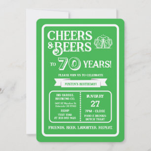 Bryggeri Pub Födelsedags Cheers och Öl i 70 År Inbjudningar