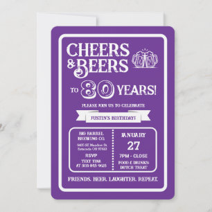 Bryggeri Pub Födelsedags Cheers och Öl i 80 år Inbjudningar