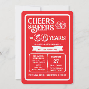 Bryggeri Pub Födelsedags Cheers och Öl till 60 År Inbjudningar