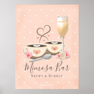 Bryggkaffe och Bubbly Kaffe och Mimosa Barskylt Poster