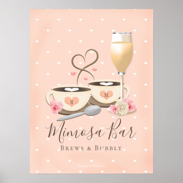 Bryggkaffe och Bubbly Kaffe och Mimosa Barskylt Poster (Framsidan)