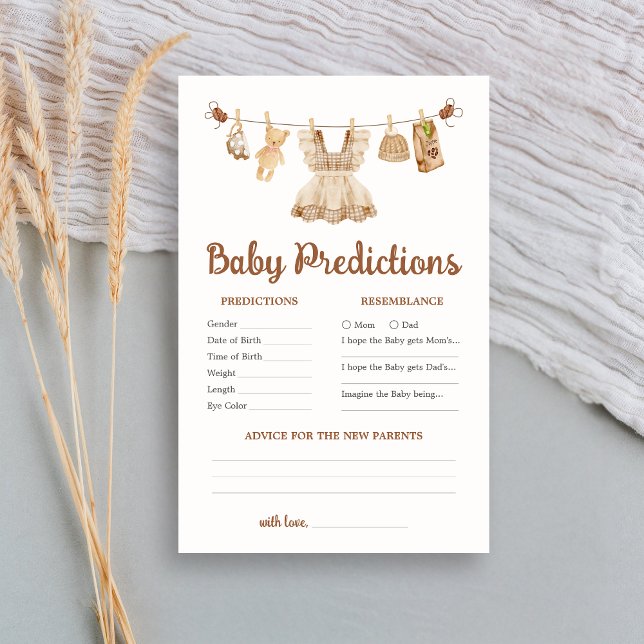 Bryggning av kaffe Baby Shower Spel för babyföruts (Coffee Little Bean Clothesline Baby Shower Baby Predictions Game)