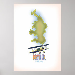 Bryher isles of scilly karta poster