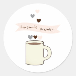 Bryllup kaffebröllop Hjemmagjord Tiramisu Runt Klistermärke