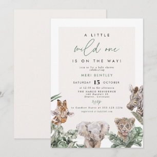 BRYN Cute Jungle Safari Baby djur Baby Shower Inbjudningar