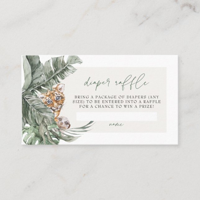 BRYN Cute Jungle Safari Baby Shower Raffle Placeringskort (Framsida)