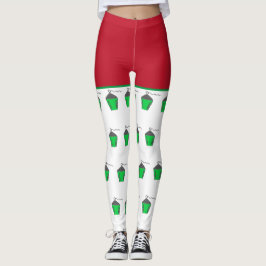 Bryn Mawr Lantern Red-Grönten Julbalkar Leggings
