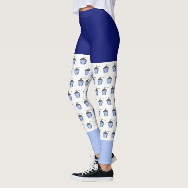 Bryn Mawr Light Blue Lantern Mönster Leggings (Vänster)