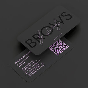 Bryn Stylist Brows Studio Svart Lila Visitkort