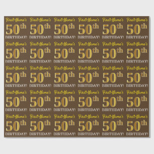 Bryna den guld- looken "den 50th FÖDELSEDAGEN " Presentpapper