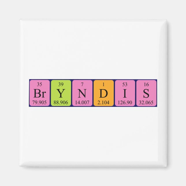 Bryndís Periodisk bord namn magnet (Framsidan)