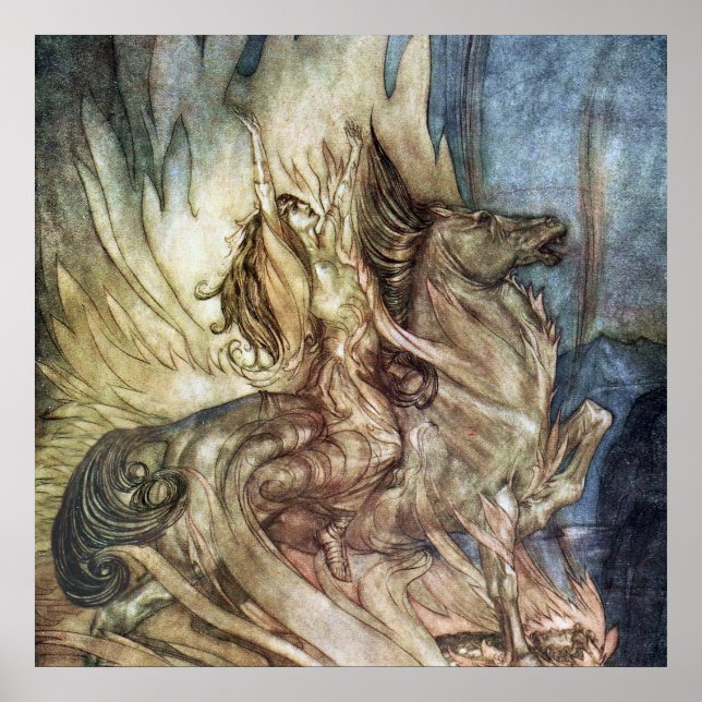 “Brynhild på likbålet” av Arthur Rackham Poster (Framsidan)