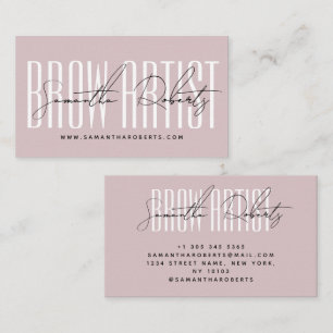 Brynkonstnär modern typsnittsmanus neutral rosa visitkort