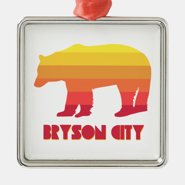 Bryson City North Carolina Rainbow Bear Julgransprydnad Metall (Framsidan)