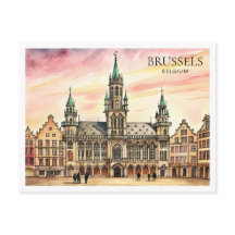 Bryssel Belgien Akvarell Grand Palace