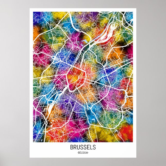 Bryssel Belgien City Karta Poster (Framsidan)