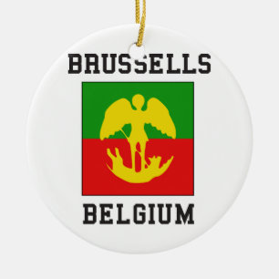 Bryssel Belgien flagga Julgransprydnad Keramik