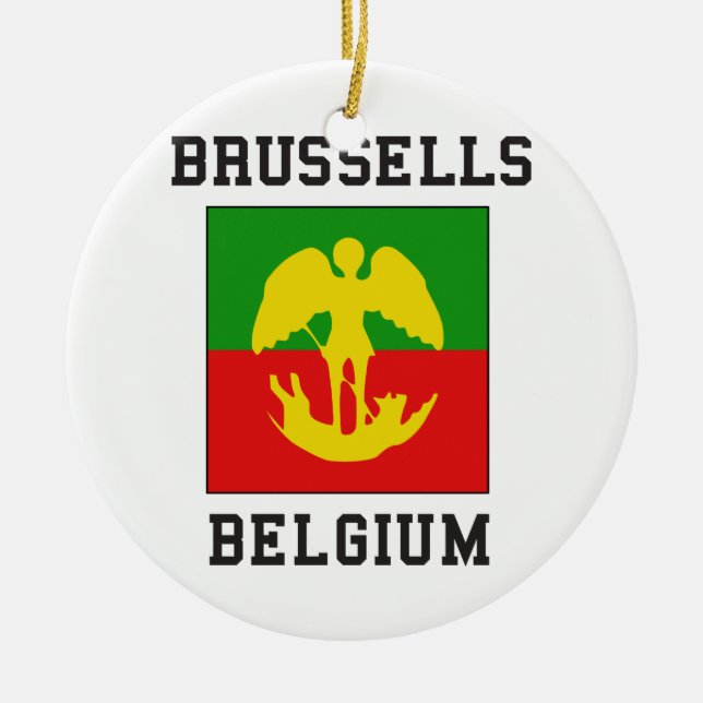 Bryssel Belgien flagga Julgransprydnad Keramik (Framsidan)