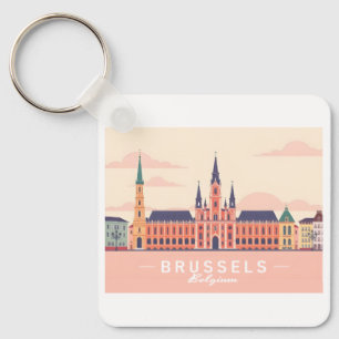 Bryssel Belgien Grand Ställe Pastel Travel Nyckelring