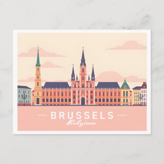 Bryssel Belgien Grand Ställe Pastel Travel Vykort (Framsida)