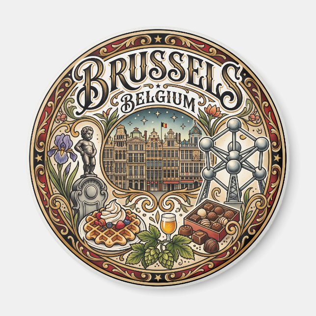 Bryssel Belgien Magnet (Framsidan)