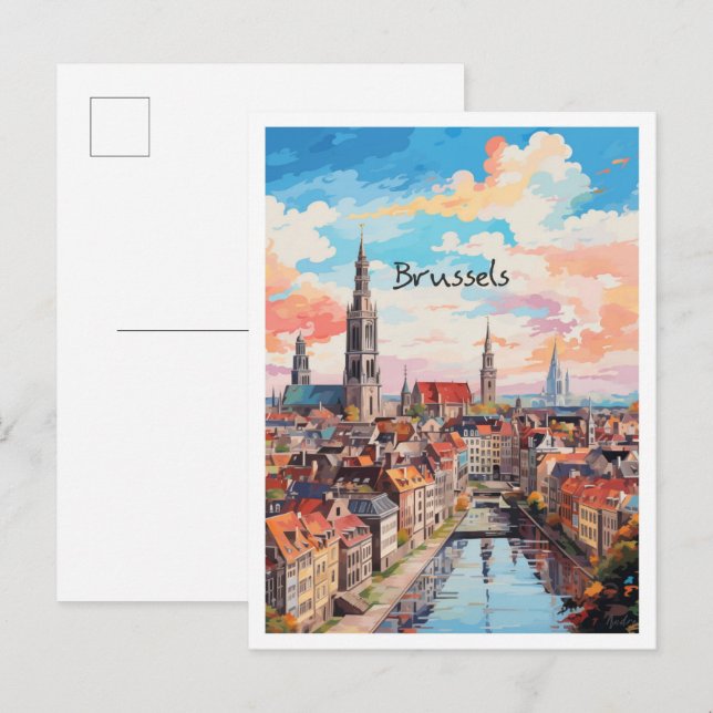 Bryssel Belgien Resa Estetik Vykort (Fram/baksida)