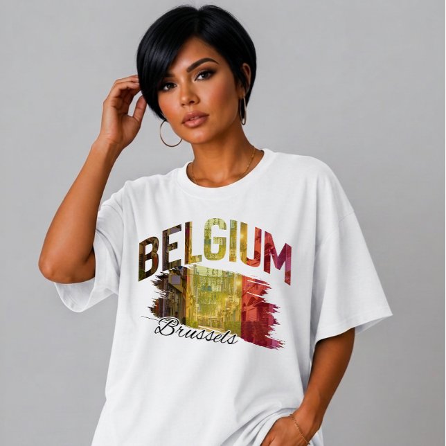 Bryssel Belgien Resa Penseldrag  T Shirt (Skapare uppladdad)