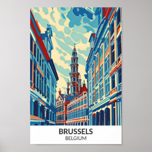 Bryssel Belgien Retro Artwork Travel Poster