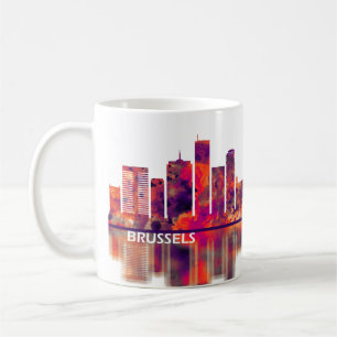 Bryssel Belgien Skyline Kaffemugg