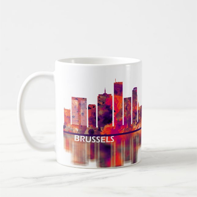 Bryssel Belgien Skyline Kaffemugg (Vänster)
