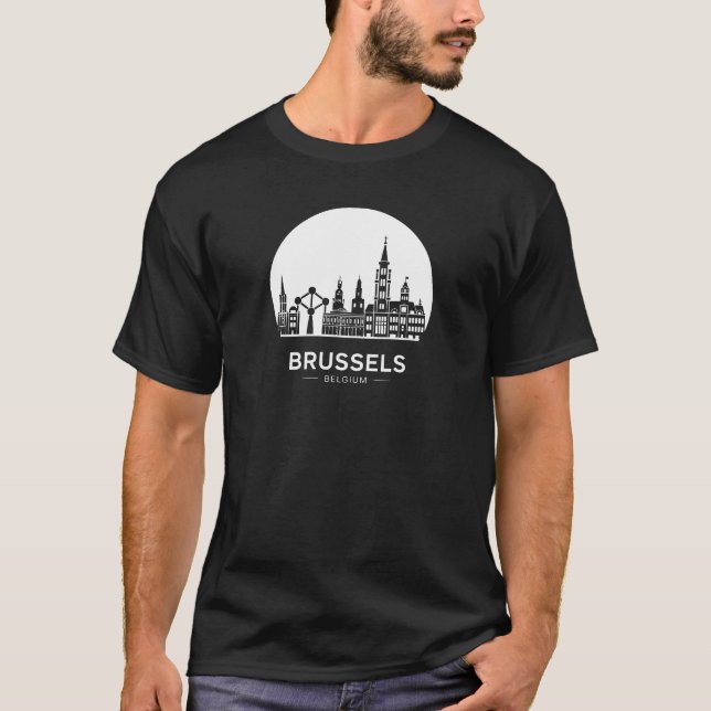 Bryssel Belgien Skyline T Shirt (Framsida)