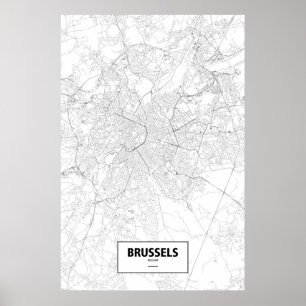 Bryssel Belgien (svarten på vit) Poster