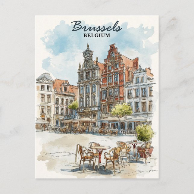 Bryssel Belgien – Vattensamling Landskapsmålning S Vykort (Framsida)