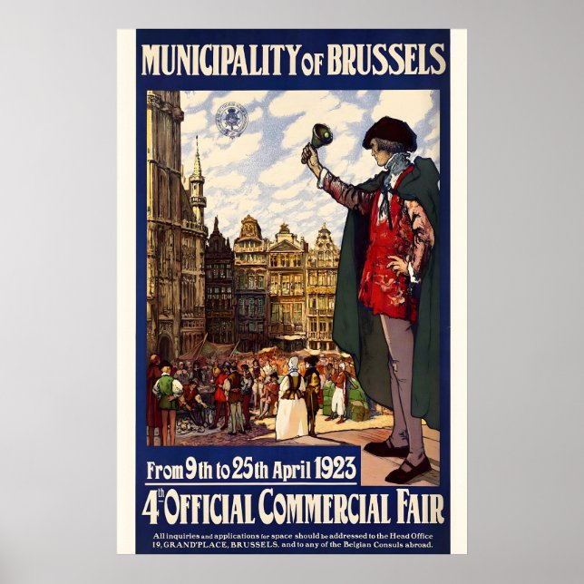 Bryssel Belgien Vintage Resa Poster (Framsidan)